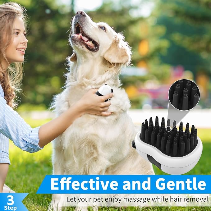 Comotech 3-in-1 Dog Grooming Brush | Adjustable Handle Shampoo Brush & Scrubber - Image 4