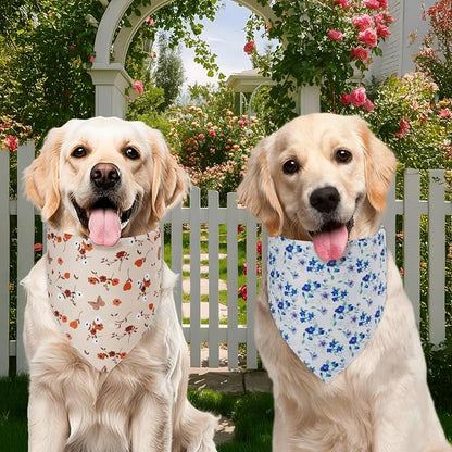 Spring Dog Bandanas XLarge 2PCS, 4 Pattern Summer Floral Scarf - Image 4