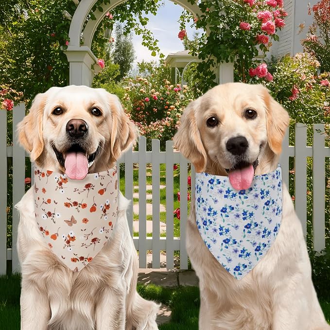 Spring Dog Bandanas Small 2PCS, 4 Pattern Summer Floral Scarf - Image 4