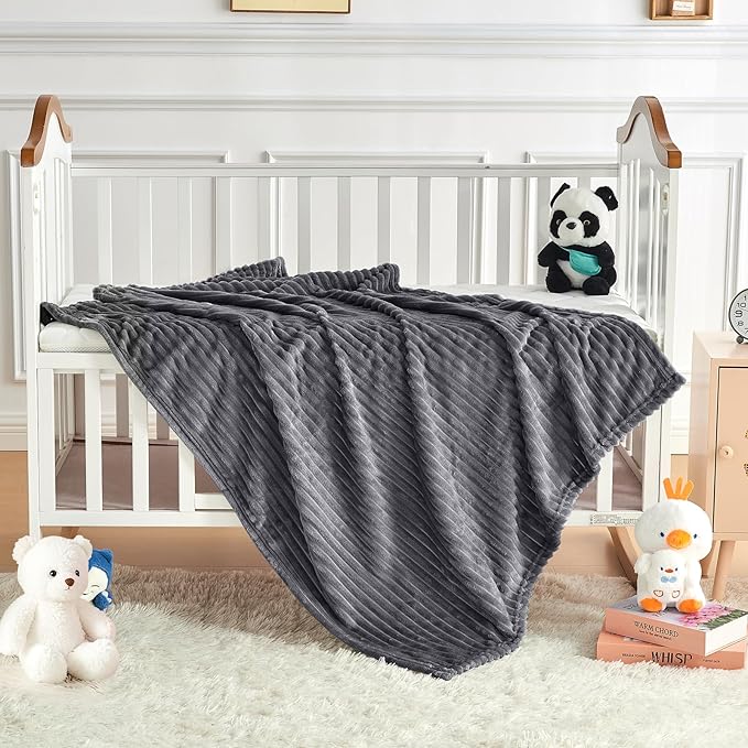 Soft Fleece Baby Blanket Ultra Cozy Grey Baby Blankets - Image 5