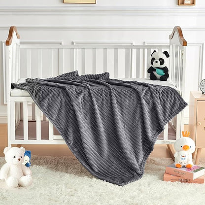 Soft Fleece Baby Blanket Ultra Cozy Grey Baby Blankets - Image 5