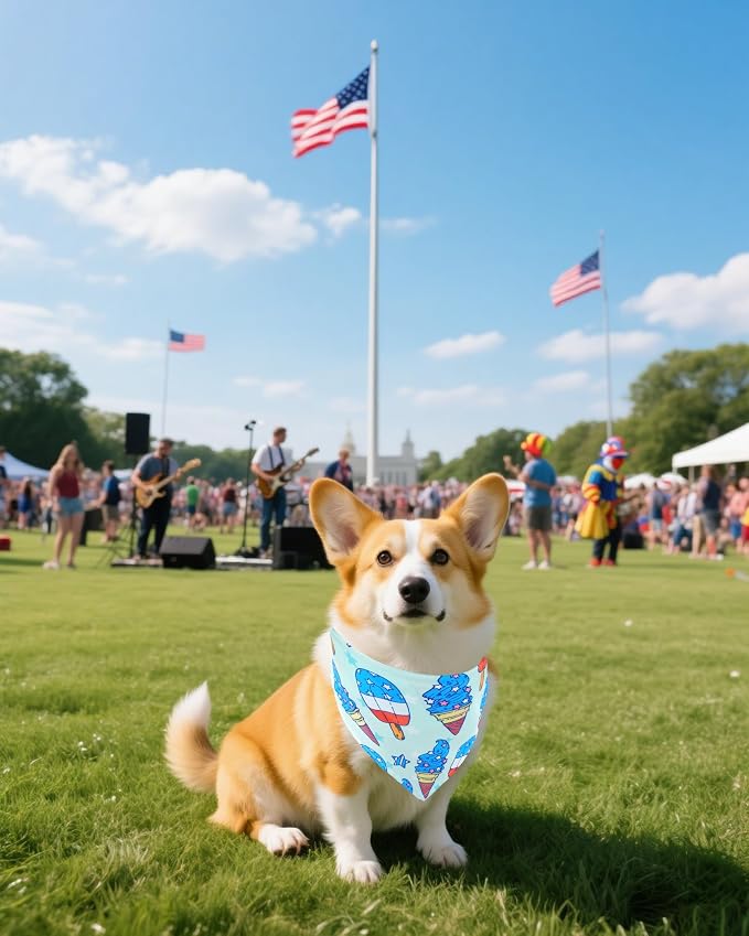 PET SHOW 50 Pack 4th of July Dog Bandanas Bulk Washable American Flag Dog - Image 7
