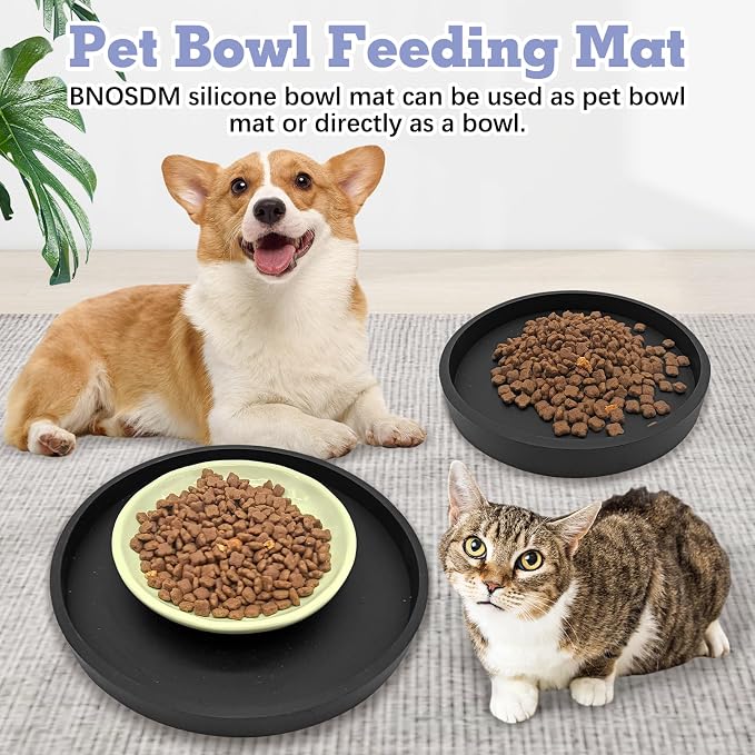 BNOSDM 2 PCS Dog Feeding Mat Black Silicone Pet Food Mats Waterproof - Image 7