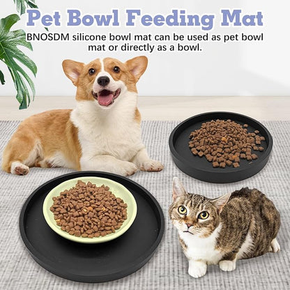 BNOSDM 2 Pack Cat Feeding Mat Pet Silicone Food Mat Black Dog Feeding Mats - Image 7