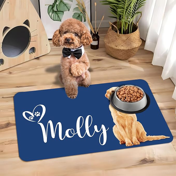Personalized Dog Cat Mat with Name Photo Custom Placemat Feeding Mats - Image 5