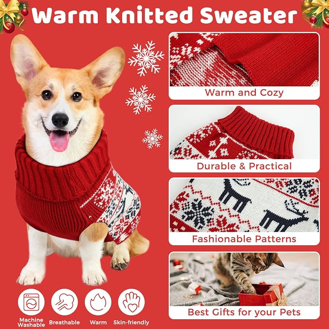 Christmas Dog Sweaters for Small Large Dogs Girl, Soft Warm Pup Dogs Shirt - Image 2