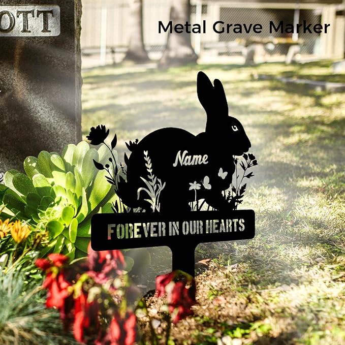 Personalized Rabbit Memorial Stakes – Metal Grave Markers - Image 3