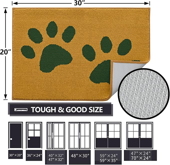 Buganda Dog Door Mat for Muddy Paws, Absorbent Dirt Trapper Washable Indoor - Image 2
