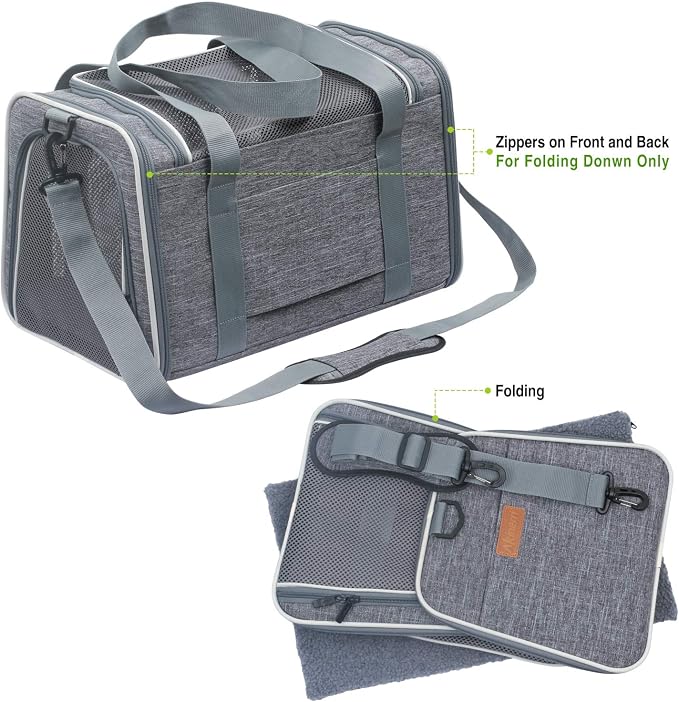 Cat Carrier - Portable Foldable Dog Pet Carrier, Soft-Sided Pet Bag up to 15 Lbs - Image 7
