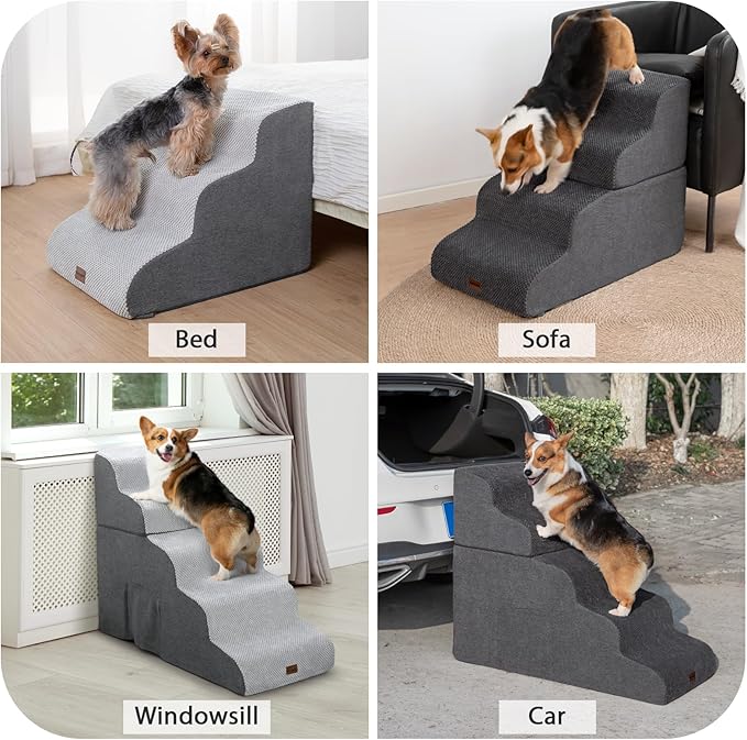 Dog Stairs for High Beds with Tunnel, 5-Step Dog Steps for Small Dogs and Cats - Image 5