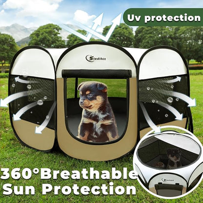 Dog Cat Playpen, Small Puppy Pet Playpen, Dog Crate Tent Cage Indoor/Outdoor - Image 3