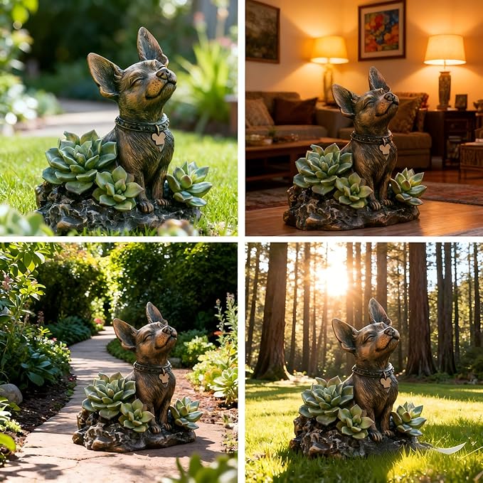 Dog Statue, Solar Garden Statues, Dog Decor - Image 3