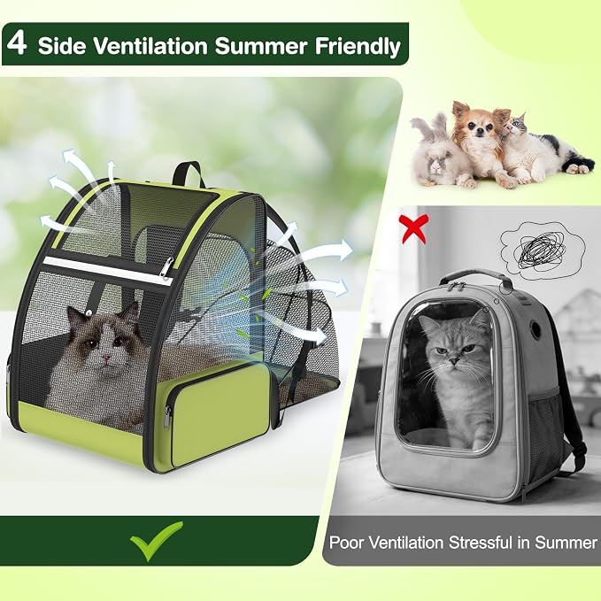 Cat Backpack Carrier for Travel Hiking: Expandable Foldable Breathable Mesh - Image 4