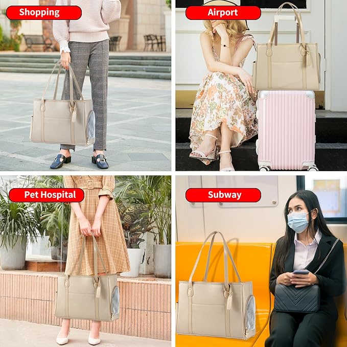 Stylish Dog Purse Carrier, Leather Pet Carrier Bag - Image 5