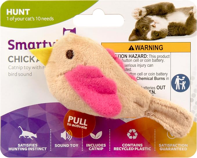 SmartyKat Chickadee Chirp Electronic Sound Cat Toy, Contains Catnip, Battery - Image 7