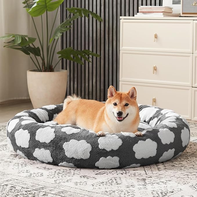 JOEJOY Donut Dog Bed Medium Size Dog, Cute Round Calming Pet Bed - Image 8