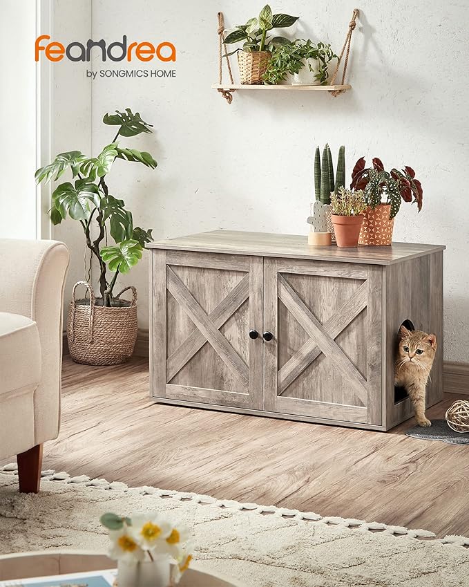Feandrea Cat Litter Box Enclosure, Litter Box Furniture Hidden - Image 2