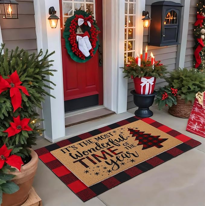 Tinideya 2 Pcs Door Mat Welcome Non Slip Coir Mats Floor Layering Doormats - Image 5