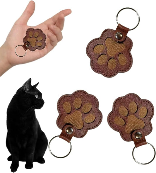 3PCS Cats & Dogs Pet Paw Print Keychain – White Leather Memorial Keychain Holds by Unknown