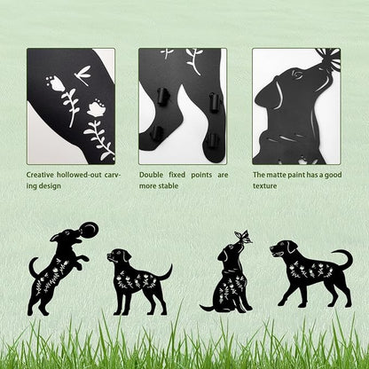4 Pack Dog Metal Garden Decorative Stakes, Weather Proof Puppy Silhouette - Image 5