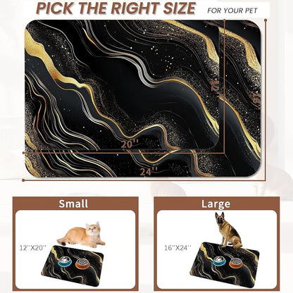 Marble Pet Feeding Mat, Non-Slip Rubber Backing Mat, Cat Dog Accessories - Image 2