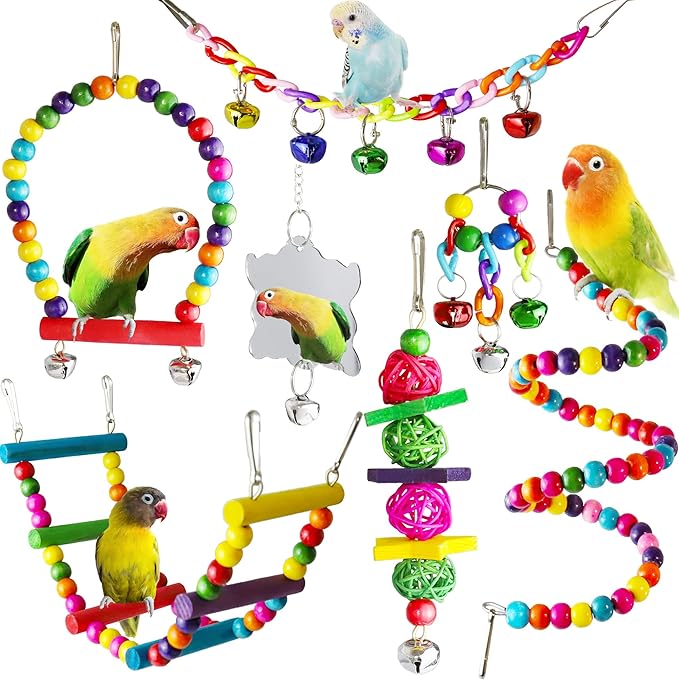 Bird Parakeet Cockatiel Toys, ESRISE Parrots Cage Hammock Swing Climbing by ESRISE