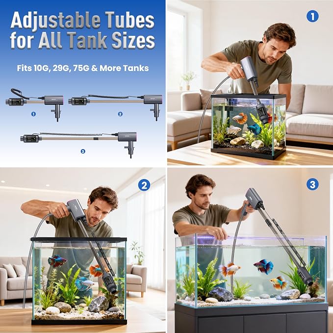 Electric Aquarium Vacuum Gravel Cleaner: Rechargeable Fish Tank Cleaner - Image 7