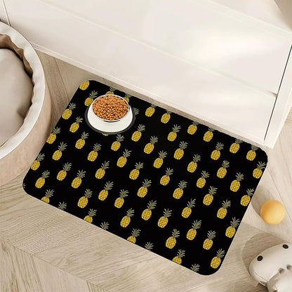 Dog Food Mat for Floors, Pineapple Tropical Absorbent Quick-Dry Pet Feeding Mat by Unknown