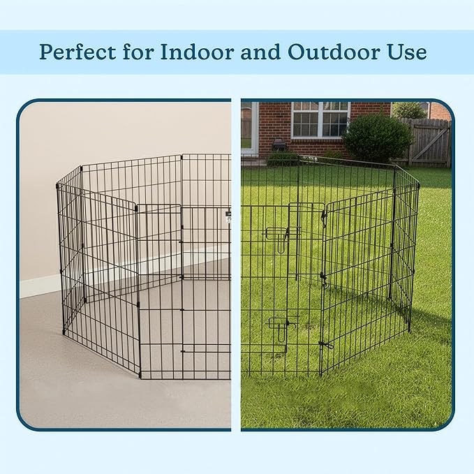 Puppy Playpen - Foldable Metal Exercise Enclosure - Indoor/Outdoor Fence - Image 4
