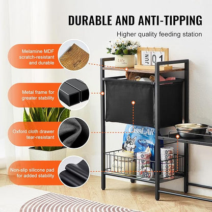 VEVOR Pet Feeding Station with Storage, 4 Height Adjustable Elevated Dog Bowl - Image 4