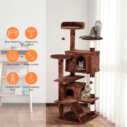 54-Inch Cat Tree for Large Cats, Sturdy Multi-Level Cat Tower - Image 7