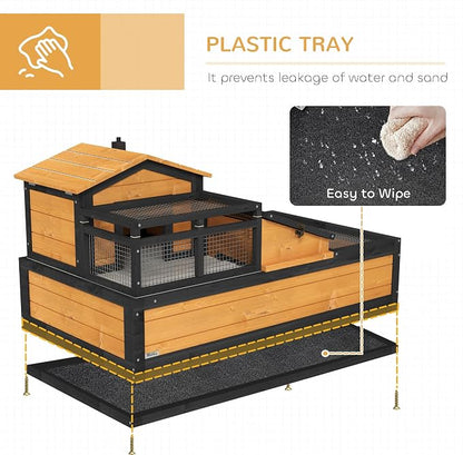 PawHut 3- Room Tortoise House Habitat - Image 5