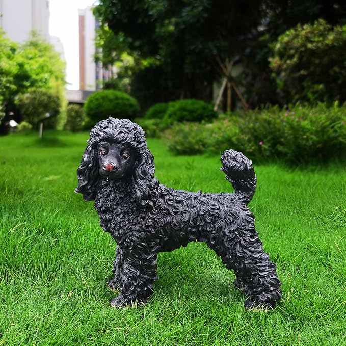 Poodle Statue Outdoor Decorations – Outdoor Dog Statue Standing Black Poodle - Image 7