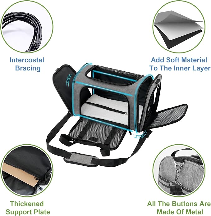 Soundy Large Cat Carrier Dog Carrier Under 25 Lbs, Collapsible Ventilated - Image 3