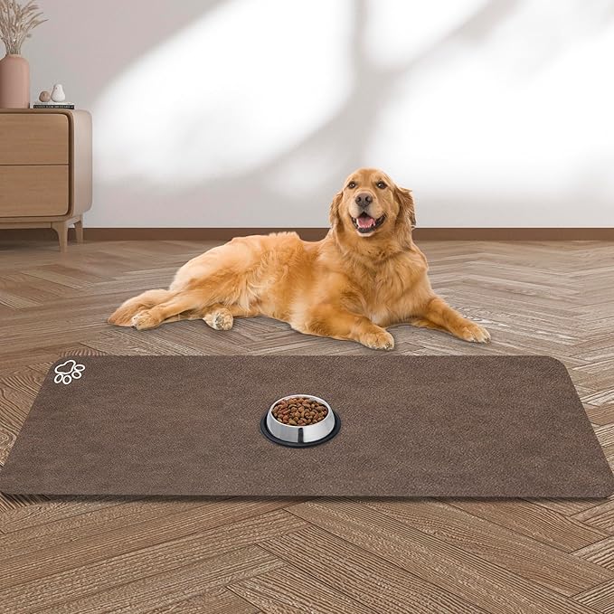 Large Pet Feeding Mat, Absorbent Quick Dry Dog Mat by yuzshin