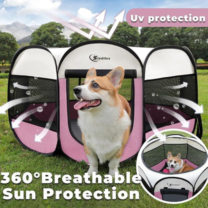 Pink Puppy Playpen for Middle Dog Cat, Dog Tent Crates Cage Indoor/Outdoor - Image 5