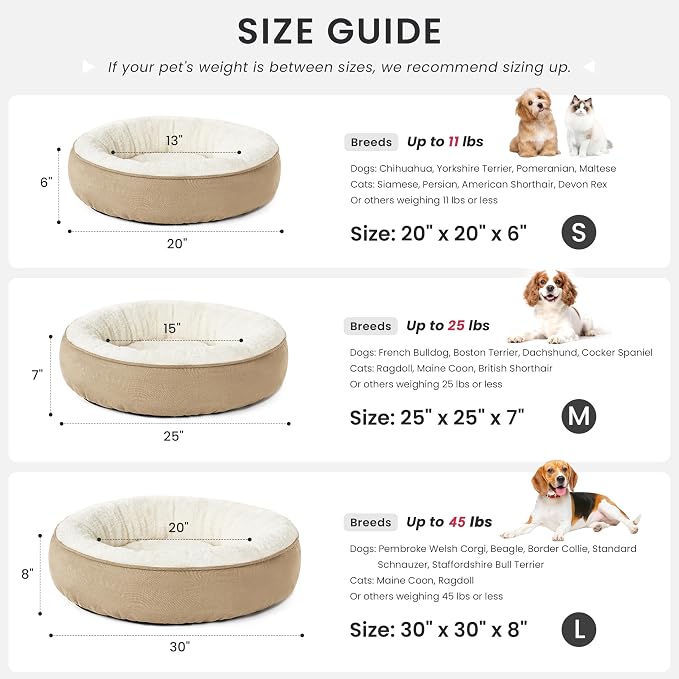 Love's cabin Round Donut Cat and Dog Cushion Bed, 25in Pet Bed - Image 5