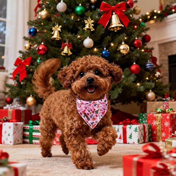 Lionet Paws Christmas Dog Bandana Washable Cotton Handkerchief Scarf Triangle - Image 3