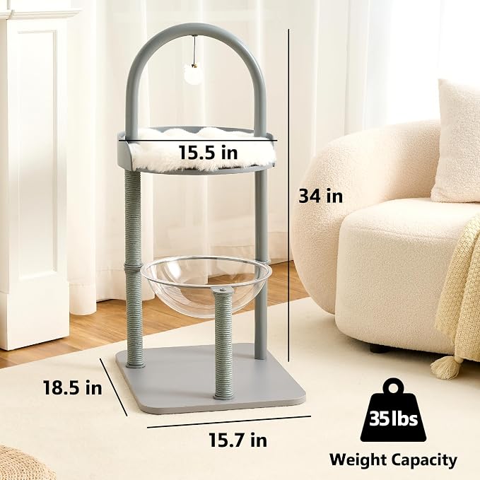 Modern Cat Tree Tower for Indoor Cats up to 12lbs, Wood Cat Bed - Image 7