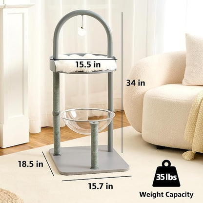 Modern Cat Tree Tower for Indoor Cats up to 12lbs, Wood Cat Bed - Image 7