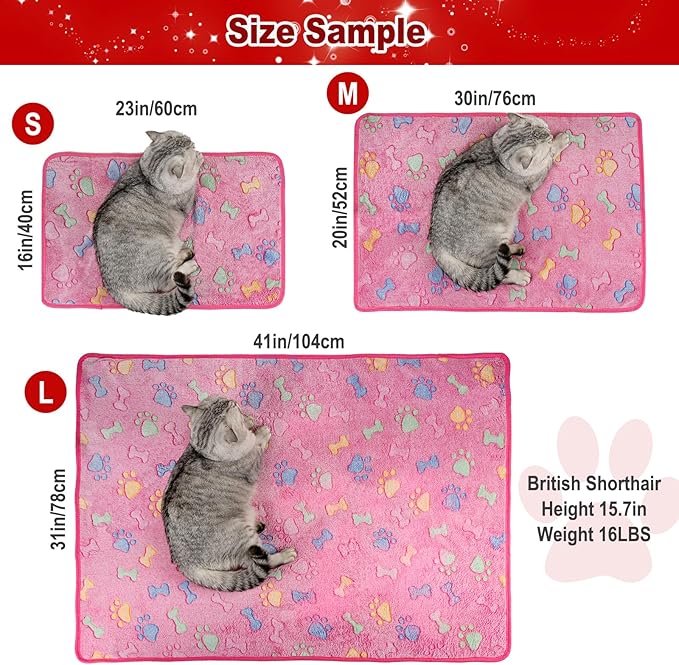 Dono 1 Pack 3 Dog Blankets, Soft Fluffy Fleece Pet Blanket Warm Sleep Mat Paw - Image 2
