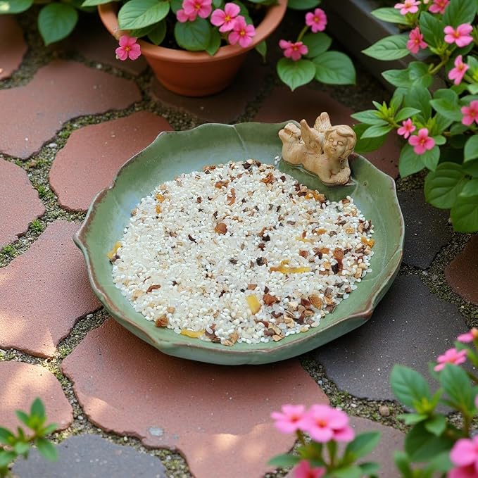 Ceramic Ground Bird Bath Bowl for Outside, BirdBath Bowl Only, Ground Bird - Image 4
