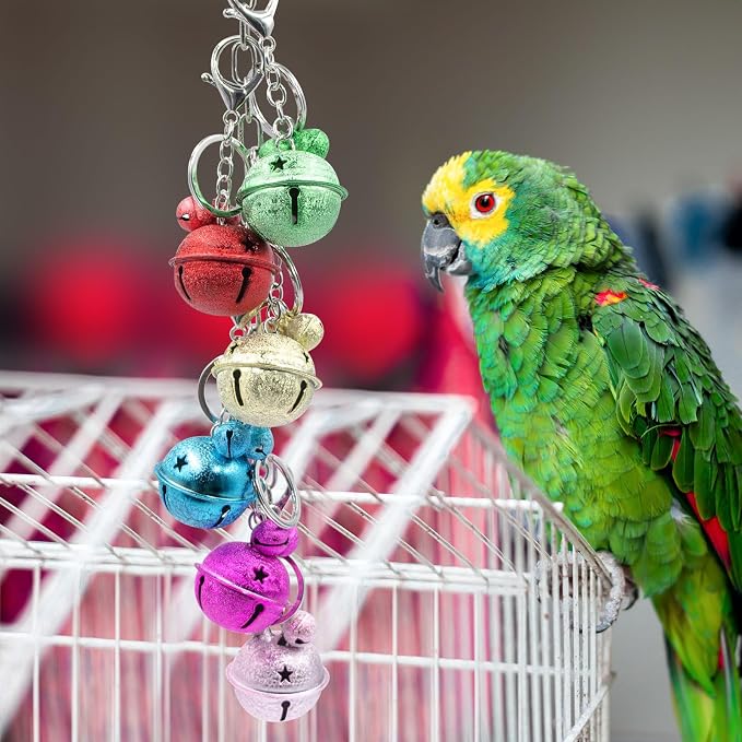 Oooct Bird Swing Bells Toys, Colorful Parrot Metal Bells, Hanging Bird Chewing - Image 4