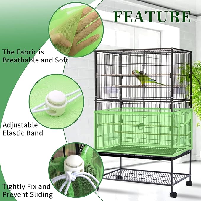 Daoeny Large Bird Cage Cover, Bird Cage Seed Catcher, Adjustable Soft Airy - Image 4