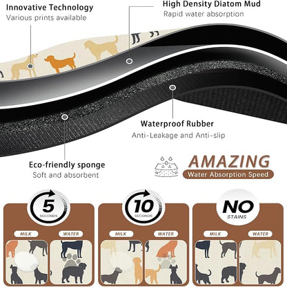 Cute Dog Cat Food Mat, Color Silhouette Absorbent Pet Feeding Mat - Image 3