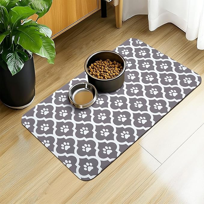 Dog Food Mat 17X30 Inch Pet Feeding Absorbent Mats by Xspatroias