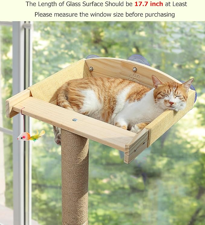 Cat Window Perch with Tall Scratching Posts, Inside 46" Climbing Tree Hammmock - Image 2