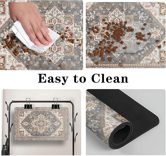 Dog Food Mats for Floors, Absorbent and Quick-Drying Pet Cat Food Mat, - Image 4