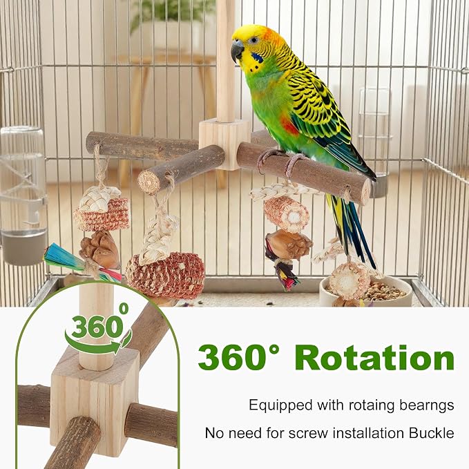 Rotating Bird Perches, Natural Wooden Perch - Image 3