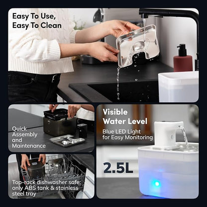 Cat Water Fountain Cordless, 88oz/2.6L Wireless Pet Water Fountains - Image 9